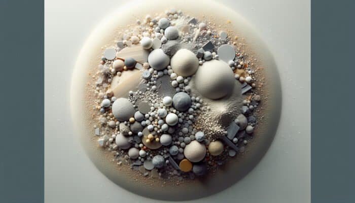 Ultra-fine limestone particles with minerals and abrasives, creating a smooth, high-shine polishing powder on limestone.