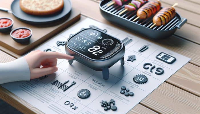 User-friendly grill timer with a large display and intuitive buttons, designed for portability and easy setup.
