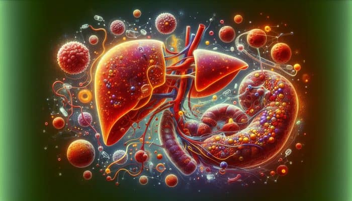 Ferritin Blood Test in Barrow-in-Furness: Cross-section of liver, spleen, and bone marrow showing ferritin clusters regulating iron.