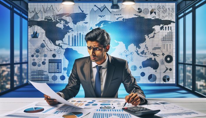 Alternatives to Debt Consolidation Loans in 2025: UK Solutions | DCL Individual analysing financial documents with charts, appearing concerned in an office setting with a calculator and pen.