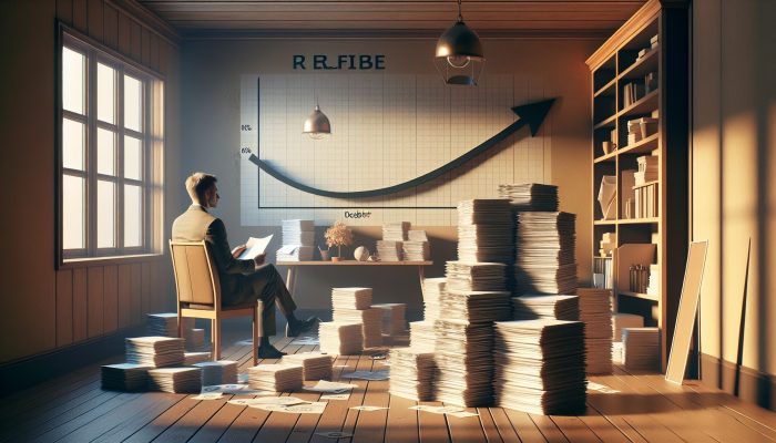 Government Help for Debt Consolidation Explained | DCL Relieved UK individual in a cozy home office, surrounded by organized documents and a downward-trending debt graph, symbolizing financial stability.