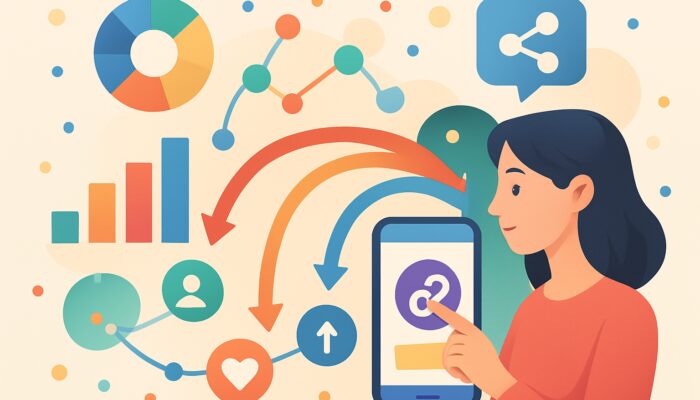 Vibrant Instagram infographic with colourful data visuals, traffic arrows, and viral share icons.